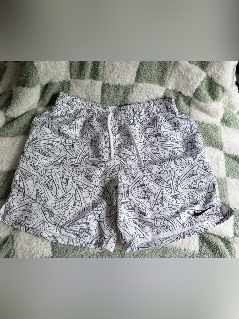 🔥 Nike Swim Sneaker Print Volley Shorts White XL Sold Out Rare
